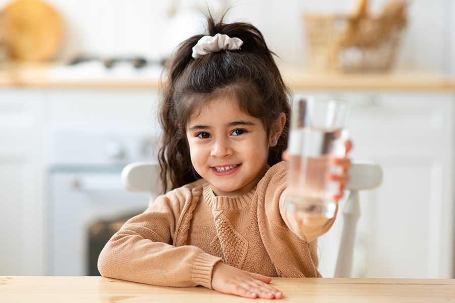 Kid with glass of water