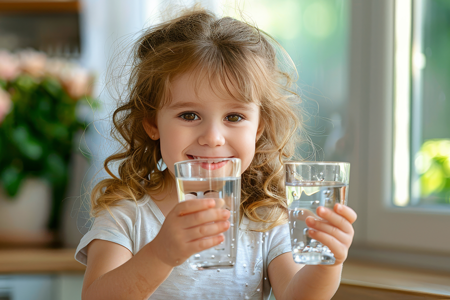 Kid with glass of water